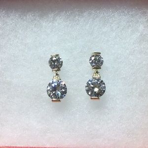 Double Solitaire Cubic Zirconia Drop Earrings